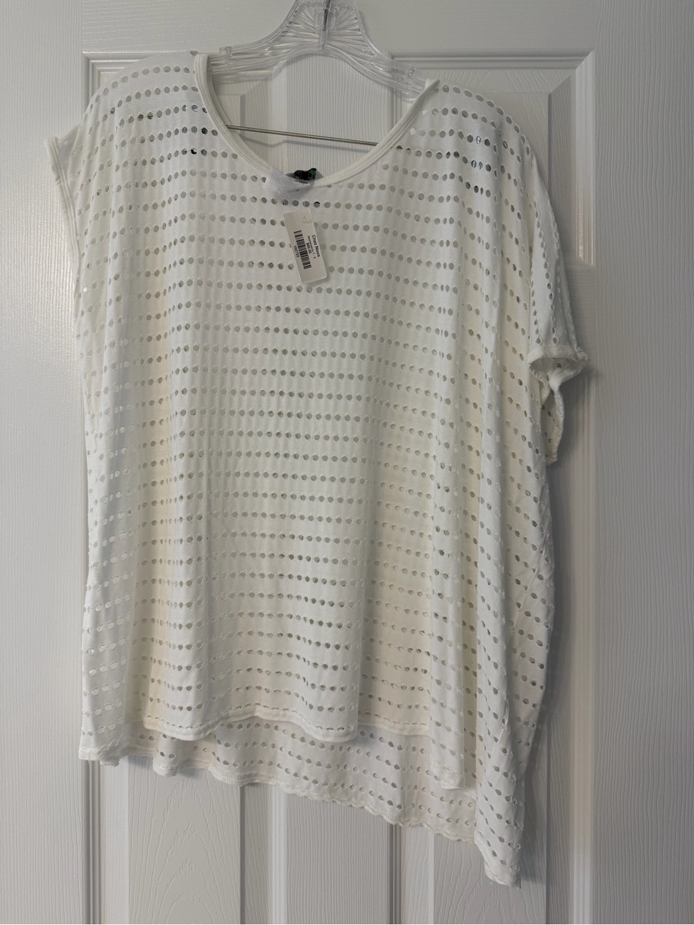 Hard Tail White Eyelet Short Sleeve Scoop Neck Top